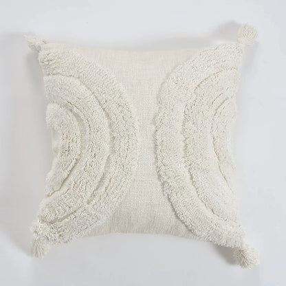 Homadorn Luxury Cotton Handmade Decorative Boho Throw Tufted Pillow Covers White