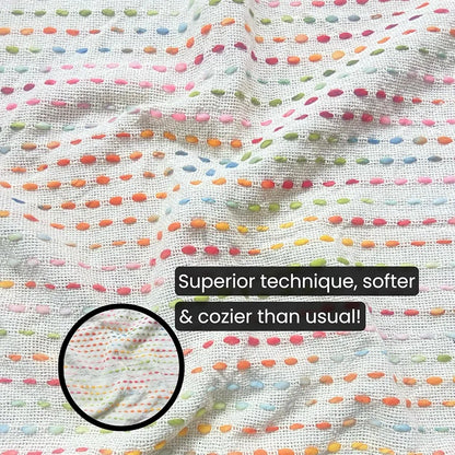 Sajavat Home Hand Knitted Pure Cotton 3 Seater Sofa Throw Colour Parchment MultI