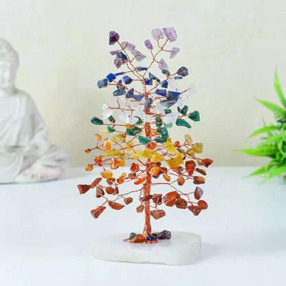 Zaicus Gemstone Bonsai Tree with Healing Crystals 7 Chakra Heart Base Feng Shui 7chakra-QH