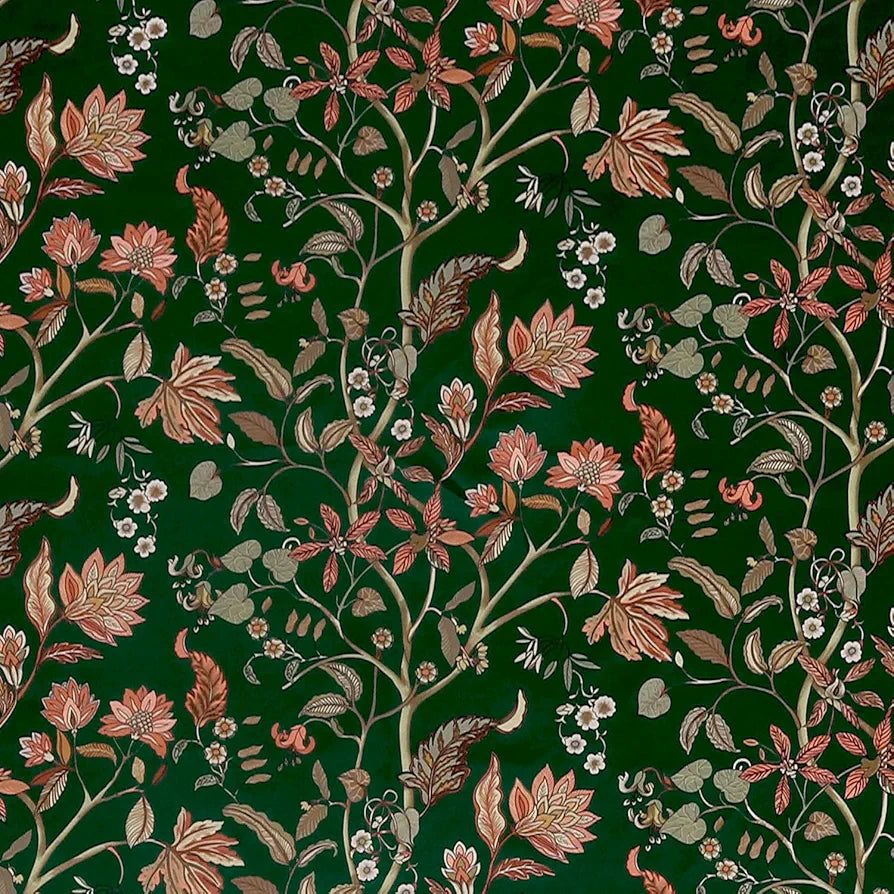 Cloth Fusion Blackout Printed Premium Door Curtains 7 Feet Long Set of 2 Green Dream
