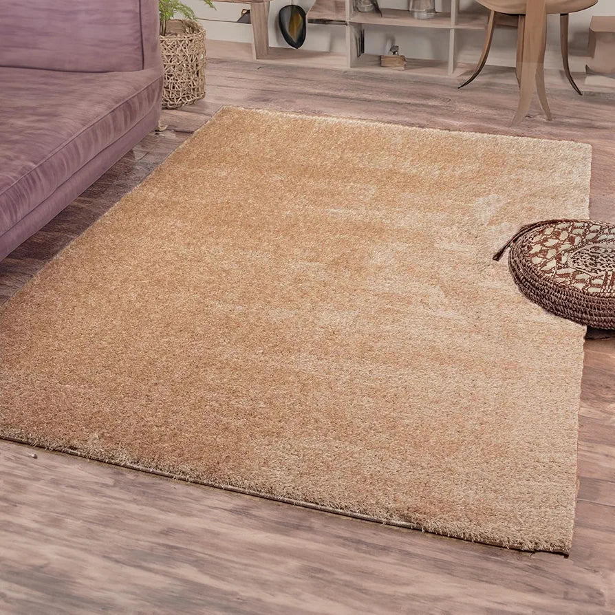 Ishro Home Premium Fuzzy Shag Carpet for Hall Rugs for Living Room Carpets for Living Room Colour Elegant Beige