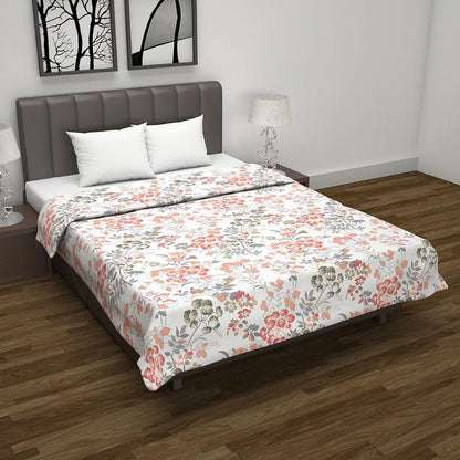 Divine Casa Floret 100% Cotton Double Dohar 120 GSM Soft & Lightweight Throw Blanket Colour Floral Blush