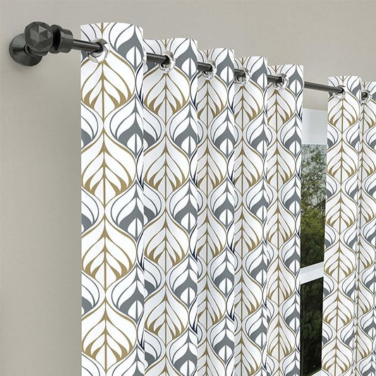 Haus & kinder Cotton Curtains Set of 2 for Bedroom Window Door Curtains (5ft x 5ft) | Colour Aurora