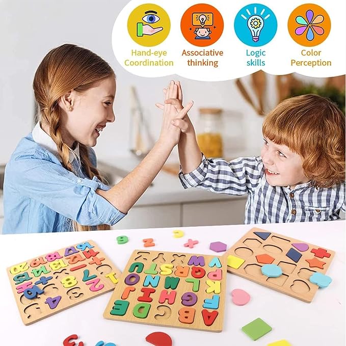 Kidology Wooden Puzzles 3Pcs for Toddlers for Kids Preschool Learning Toys