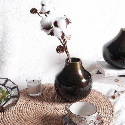 Behoma Metal Flower Vase Brass Colour Small Flowers not Included