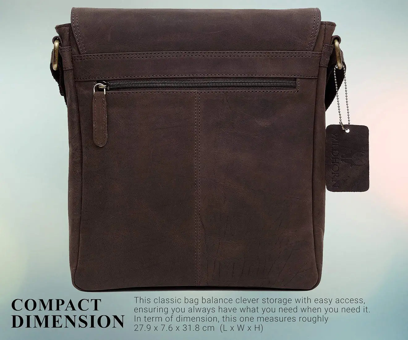 WildHorn Leather 11 inch Sling Messenger Bag for Men I Multipurpose Crossbody Bag I Travel Bag with Adjustable Strap 