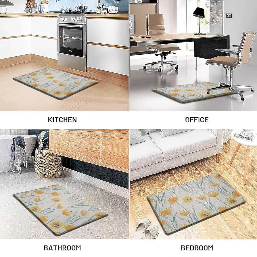 Luxe Home Columbo Anti-Fatigue Kitchen Mat Non-Slip Cushioned Comfort Mat Colour Sunflower