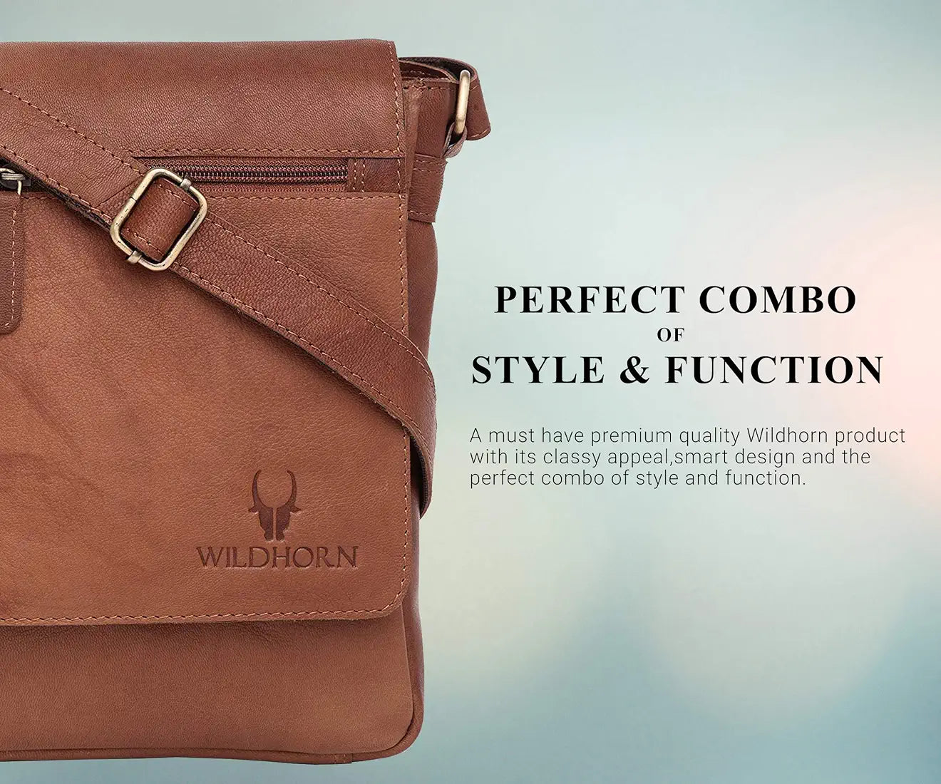 WildHorn� Leather 8.5 inch Sling Messenger Bag for Men I Multipurpose Crossbody Bag I Travel Bag with Adjustable Strap I IDIMENSION: L- 8.5inch H- 10.5inch W- 3inch