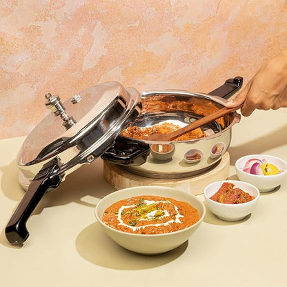 Vinod Stainless Steel Pressure Cooker 4.5 Litres | Also Use as Deep Fry Pan | Sandwich Bottom
