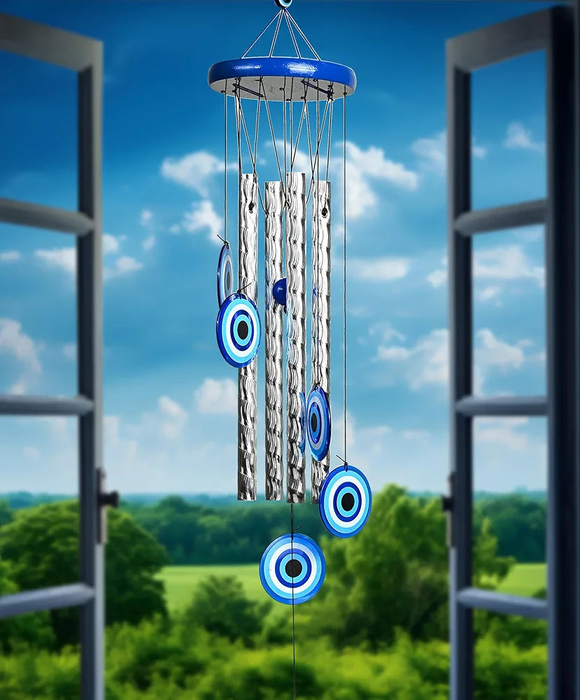 Zaicus Turkish Evil Eye Wind Chimes 4 Pipes Wind Chime-015