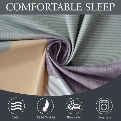 Fresh From Loom Soft Microfiber Fitted Floral Bedsheet King Size Bed With Two Pillow Cover Elastic Fitted 144 Tc Blue Grey