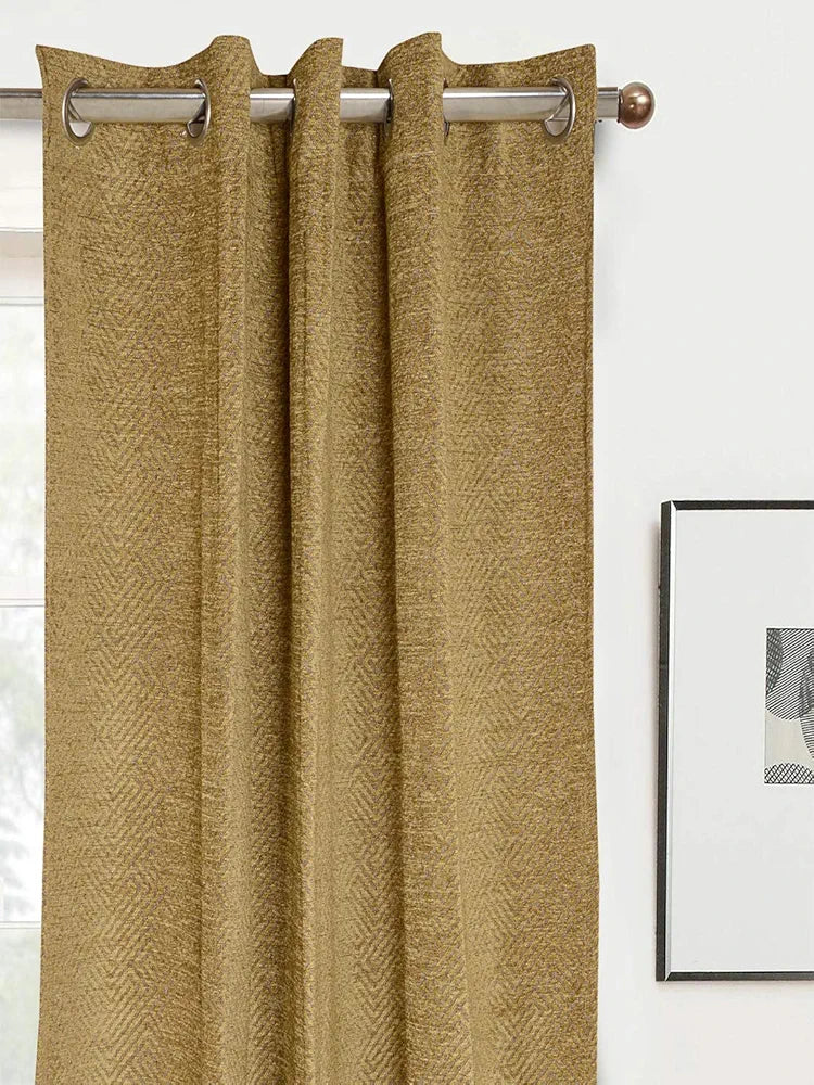 Saral Home Pacman Chenille Blackout Long Door Curtains 2pc Gold