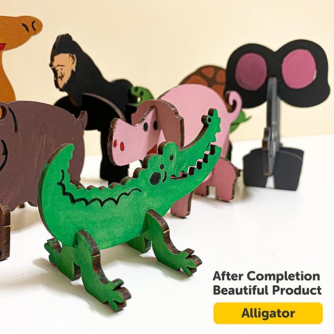 Mini Leaves Animals Diy Art Craft Activity Kit for Kids | Wooden Diy Animals Puzzle Toy Set | Multi Play Toys for Age 4+ Kids