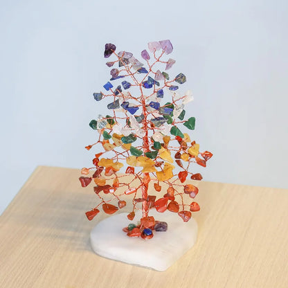 Zaicus Gemstone Bonsai Tree with Healing Crystals 7 Chakra Heart Base Feng Shui 7chakra-QH