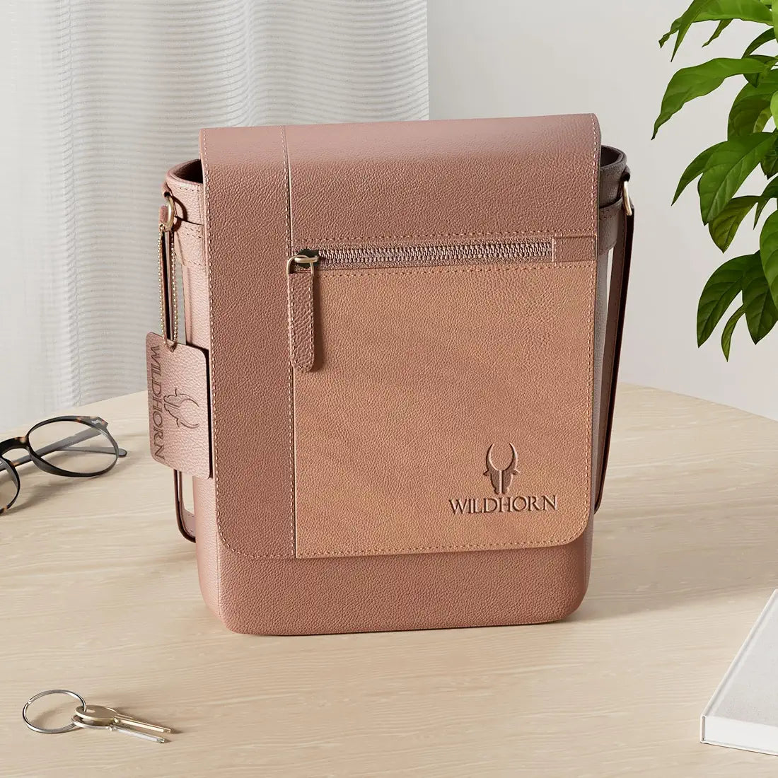 WildHorn� Leather 8.5 inch Sling Messenger Bag for Men I Multipurpose Crossbody Bag I Travel Bag with Adjustable Strap I IDIMENSION: L- 8.5inch H- 10.5inch W- 3inch