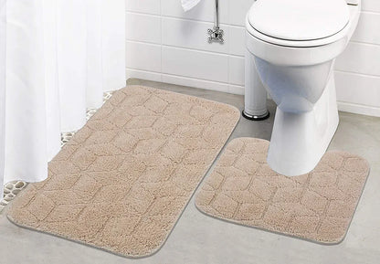 Saral Home Solid Antiskid Bathmat Set Colour Beige