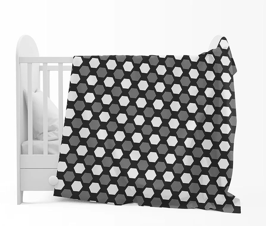 Divine Casa 120 GSM Microfiber Single Kids Dohar Soft & Lightweight Throw Blanket Hexagonal Pattern Colour Silver Grey