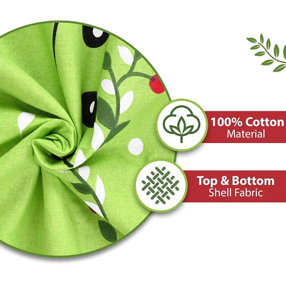Divine Casa Pure Cotton Printed Single Dohar 120 GSM Soft & Lightweight Throw Blanket Colour Ice Green