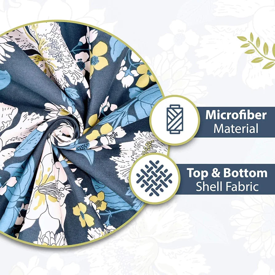 Divine Casa 120 GSM Microfiber Single Dohar Soft & Lightweight Throw Blanket Floral Pattern Colour Galaxy Blue & White