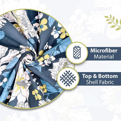 Divine Casa 120 GSM Microfiber Single Dohar Soft & Lightweight Throw Blanket Floral Pattern Colour Galaxy Blue & White