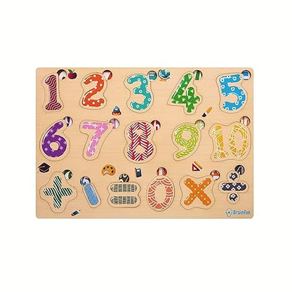 Zudo Wooden Montessori Educational Pre-School Puzzle Board Toy for Boys and Girl Wooden Numbers