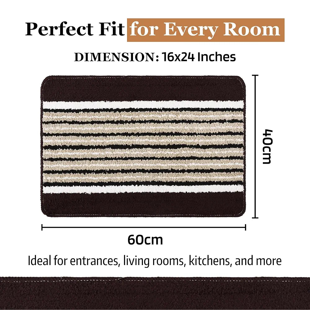Kuber Industries Anti-Skid Water-Absorbent Door Mats for Home Micro New Wings Lining Brown