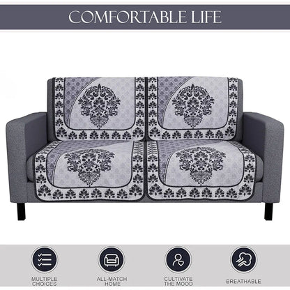 Kuber Industries Set of 4 Net Durable 2 Seater Sofa Covers Floral Print Black & Grey