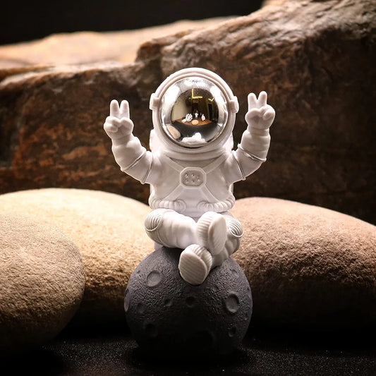 Street27 Sitting Astronaut Figurine Showpiece Silver for Home Décor Idols for Office Desk Table Astronaut Toy