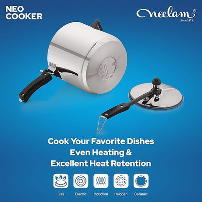 Neelam Stainless Steel Neo Pressure Cooker -6.5 Litre, Inner Lid - 2157 gms