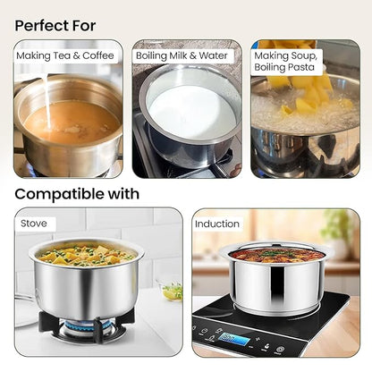 Savya Home Triply Stainless Steel Tope Patila With Lid Handi Casserole With Lid 3l 20 Cm Diameter