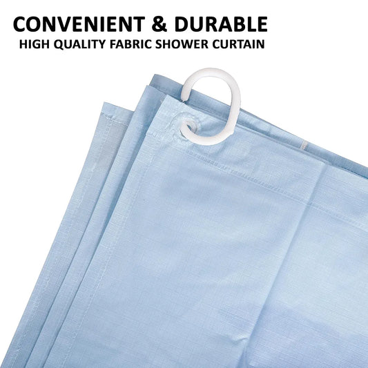 Kuber Industries Shower Curtain Bathroom Shower Curtain 8 Rings Curtain Painting Sky Blue