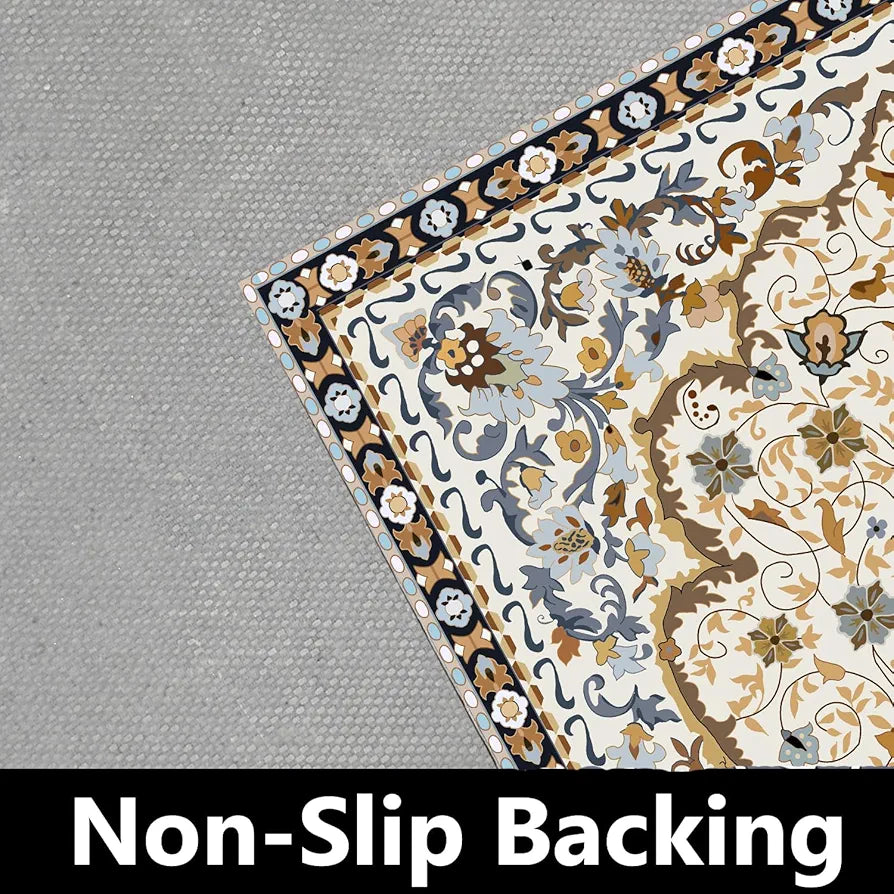 ishro home Feet 3D Jet Multi Printed Carpet Rug Runne Colour Persian White 3 x 5 Feet