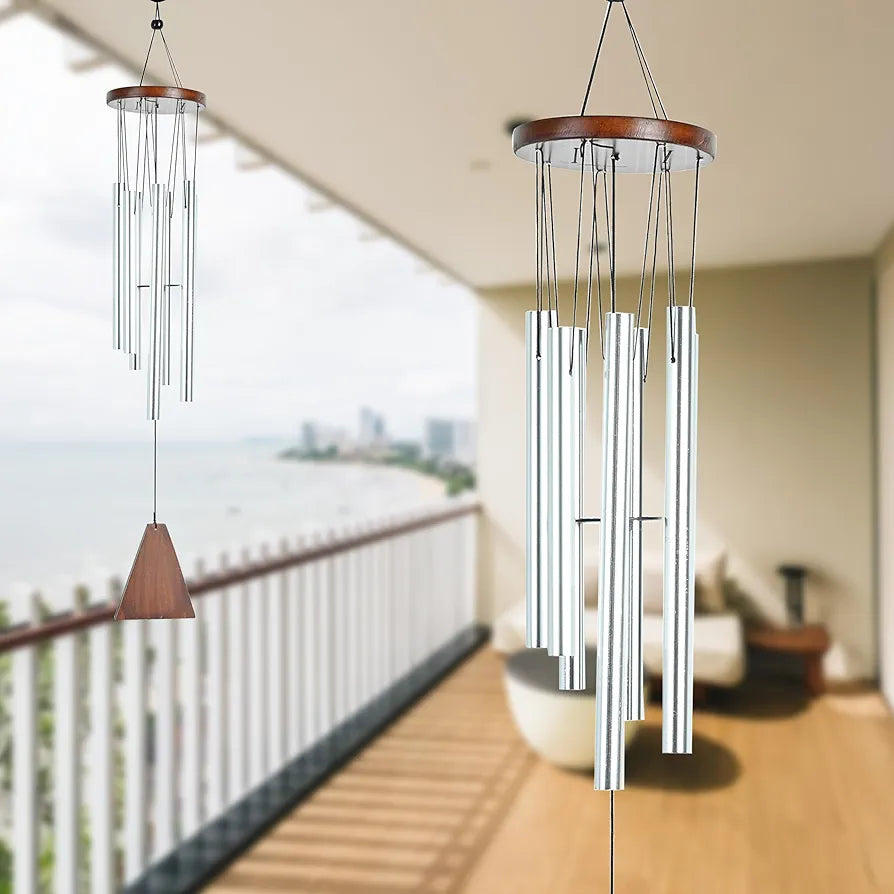 Wind Chimes – Silver 6-Pipe Hanging Showpiece Wind Chime -033-A