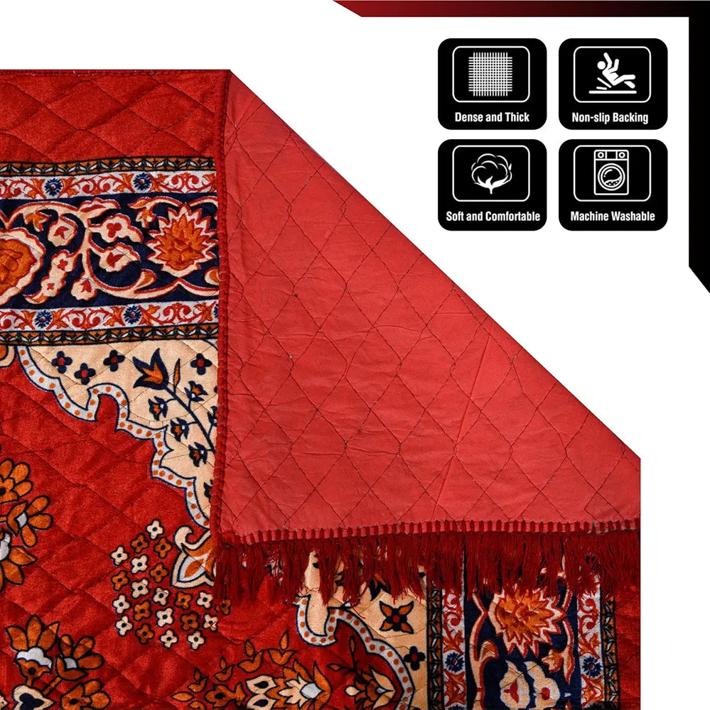 Kuber Industries 4x6 Feet Carpet Velvet Carpet-Rug for Home Decor Carpet Rug for Bedroom Red