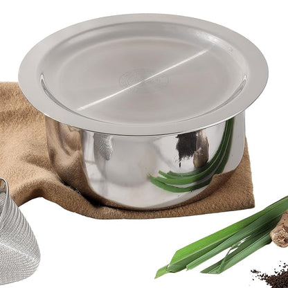 Vinod Platinum Triply Stainless Steel Tope with Stainless Steel Lid 1.7 litres Capacity (16 cm Diameter) - Silver