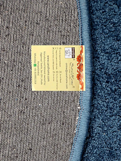 Saral Home Neo Shaggy Yarn Anti-Skid Round Mats Colour Blue