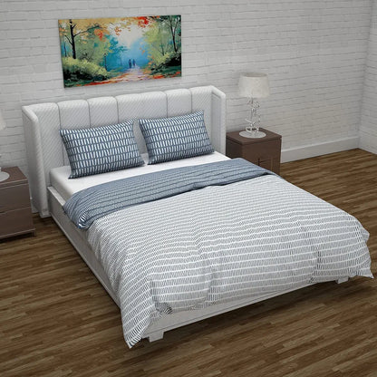 Divine Casa Micro Polyester Reversible Double Bed Queen Size Floral Printed Duvet Cover Colour Blue and White1