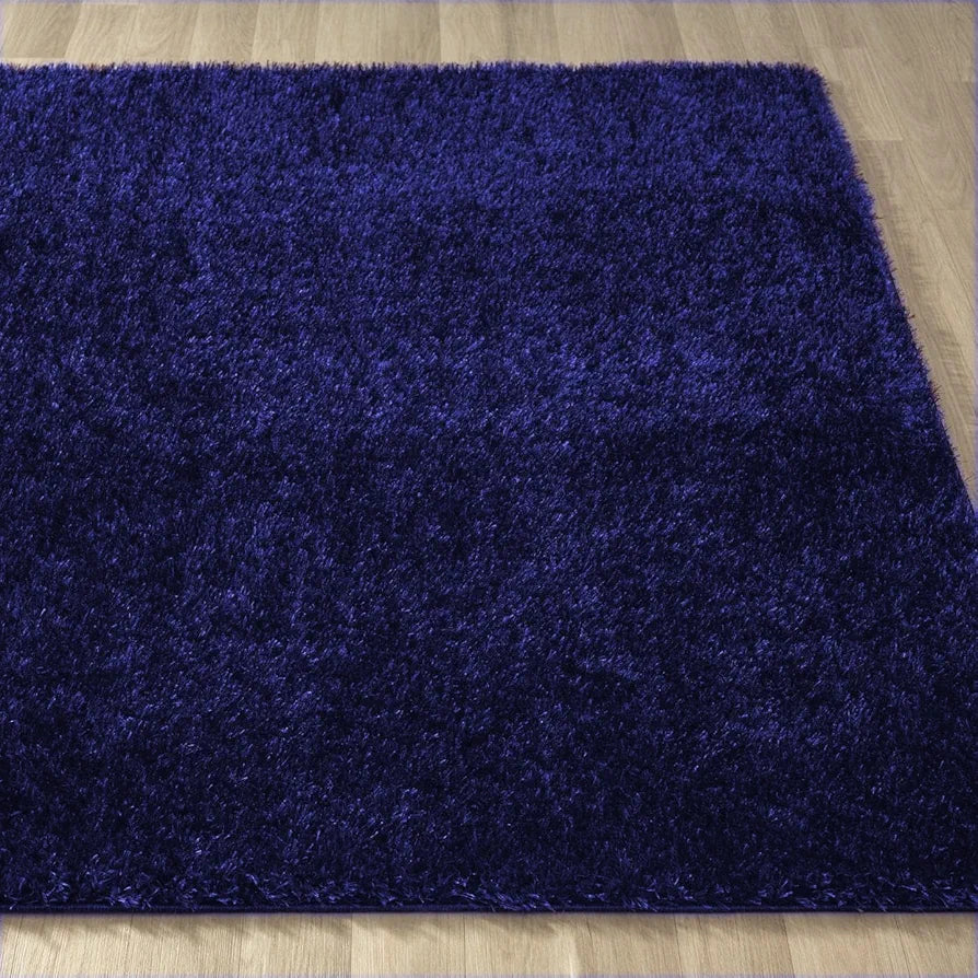 Ishro Home Premium Fuzzy Shag Carpet Colour Blue