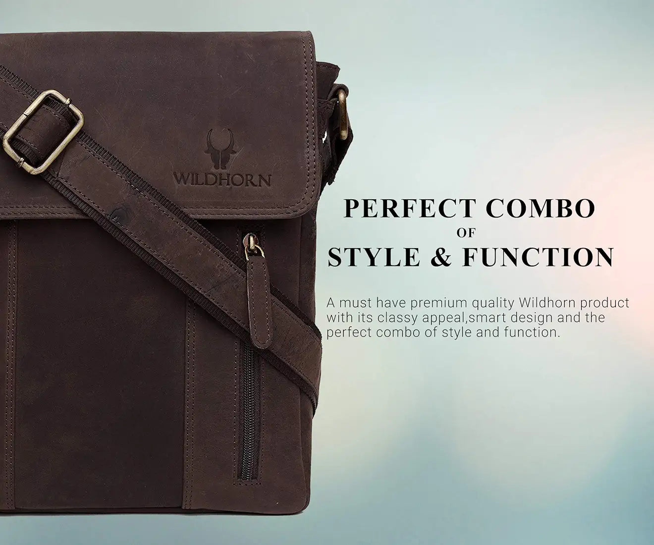 WildHorn Leather 11 inch Sling Messenger Bag for Men I Multipurpose Crossbody Bag I Travel Bag with Adjustable Strap 