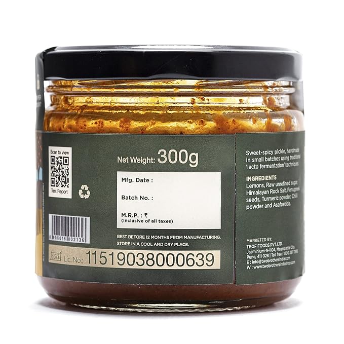 Two Brothers Organic Farms Leamon Hand Made Pickle - 300 gms
