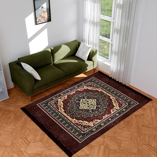 Kuber Industries Carpet Velvet Carpet-Rug for Home Decor Carpet Rug for Bedroom Brown