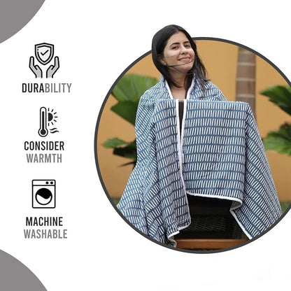 Divine Casa Microfiber 150 GSM Reversible Double Bed Comforter Ultra Soft & Lightweight Blanket Colour Blue Mirage