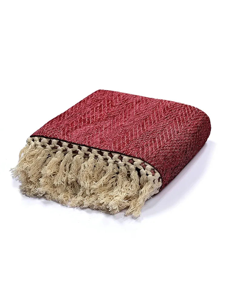 Saral Home Easy Living Home Polyester Chenille Sofa Throw Colour Maroon