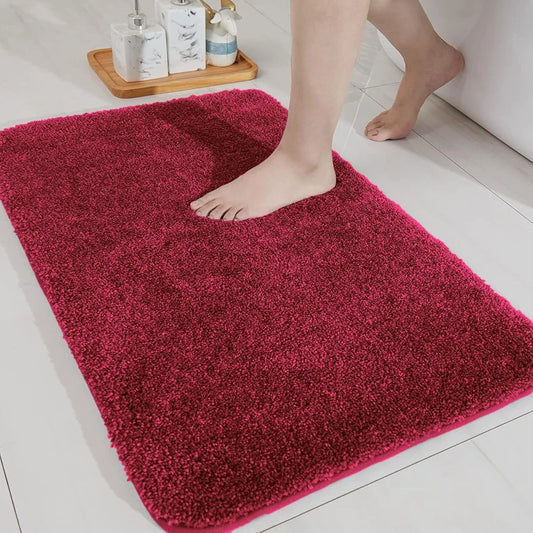 Luxe Home International Bath Microfibre Rectangular Mat Super Soft Anti Skid Newman Mats for Bathroom Colour Maroon