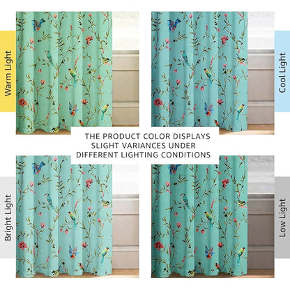 Cloth Fusion Blackout Printed Premium Door Curtains 7 Feet Long Set of 2 Blue Forest