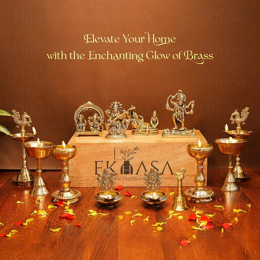 Ekhasa Pure Brass Durga Maa Murti in Luxury Red Velvet Gift Box God Idols
