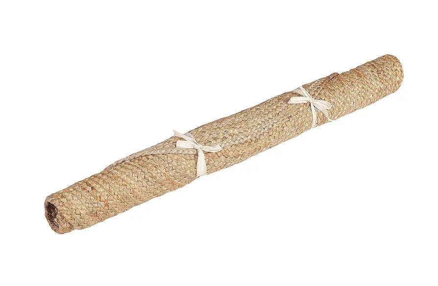 Sashaa World Jute Rugs Handcrafted Woven & Reversible Design Jute & Cotton Braided Round Carpet Colour Natural & Black