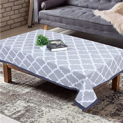 Texstylers Grey Pure Cotton Abstract Pattern Jaipuri 4 Seater Center Table Cloth Cover Color 03 Rectangular