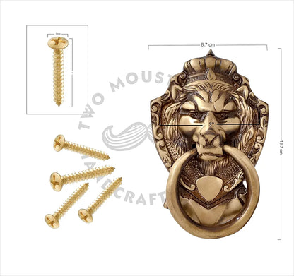 Two Moustaches Victorian Brass Door Knocker Lion Door Knocker
