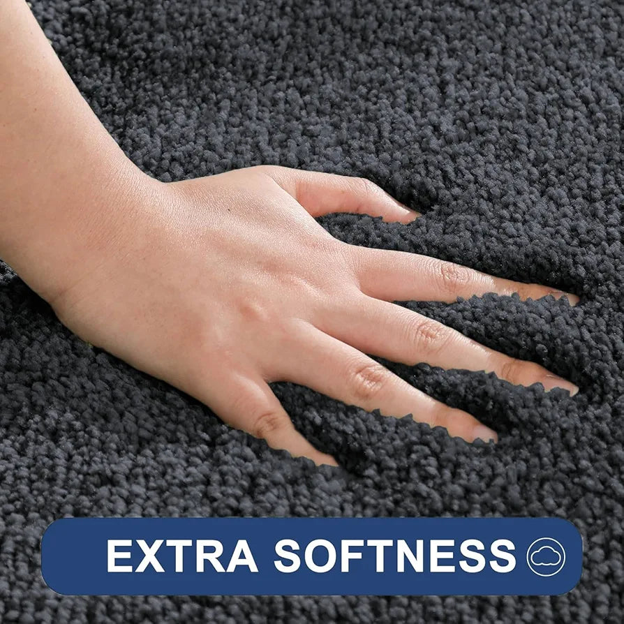 Luxe Home International Newman Microfiber Anti-Skid Water Absorbent/Soaking Washable Rectangular Mat Colour Anthrea 16"X24"
